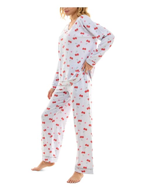 ROUDELAIN Women's 2-Pc. Printed Butter Knit Pajamas Set