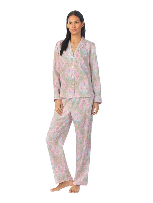 Polo Ralph Lauren LAUREN RALPH LAUREN Women's Multi-Paisley Sateen Long-Sleeve Top and Pajama Pants Set