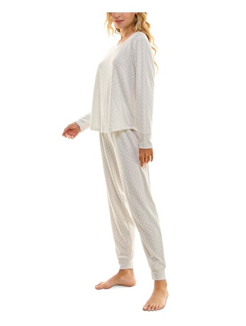 ROUDELAIN Women's Cloud Dancer 2-Pc. Cable-Knit Pajamas Set