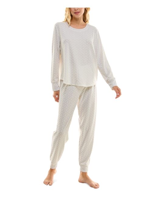ROUDELAIN Women's Cloud Dancer 2-Pc. Cable-Knit Pajamas Set