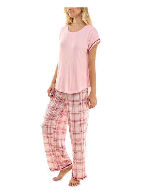 ROUDELAIN Women's 2-Pc. Short-Sleeve Printed Pajamas Set