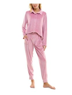 ROUDELAIN Women's 2-Pc. Ribbed Velour Jogger Pajamas Set