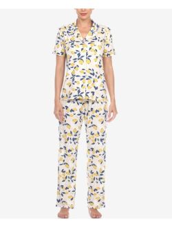 Women's 2 Piece Tropical Print Pajama Set