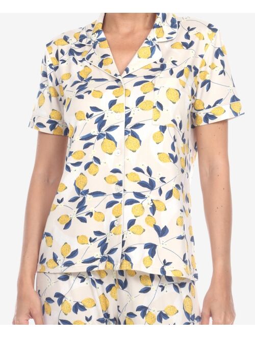 WHITE MARK Women's 2 Piece Tropical Print Pajama Set