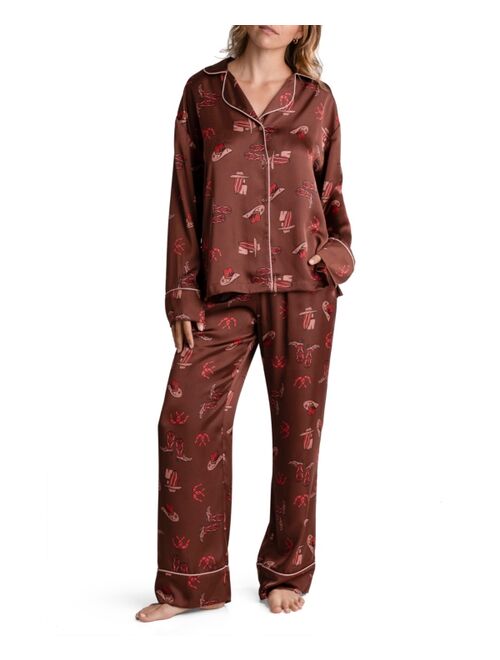 MIDNIGHT BAKERY Women's Lingerie Carmella Satin 2 Piece Pajama Set