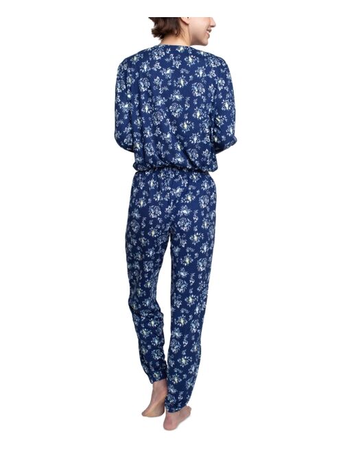 HANES Women's 2-Pc. Henley Jogger Pajamas Set