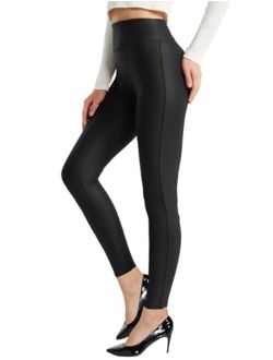 Kunifoy Womens Stretchy Faux Leather Leggings Sexy High Waisted Tights Black
