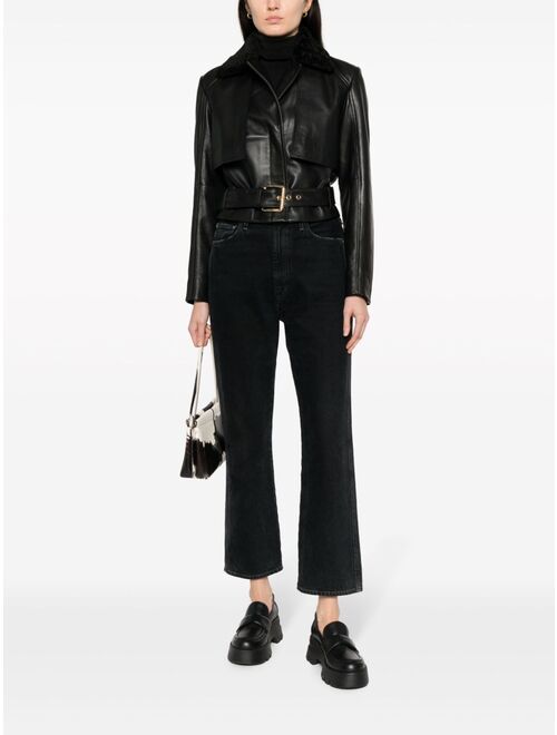PINKO faux-leather belted jacket