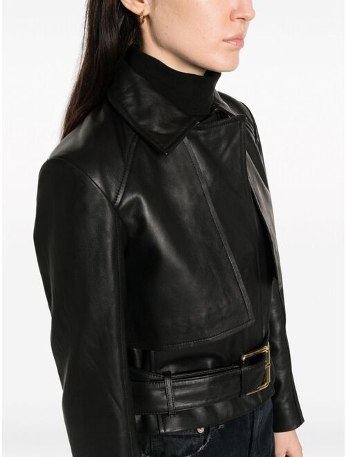 PINKO faux-leather belted jacket