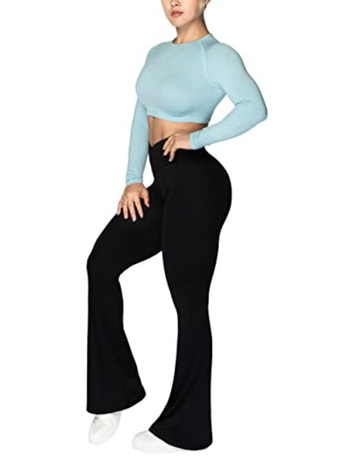 Sunzel Flare Leggings, Crossover Yoga Pants with Tummy Control, High-Waisted and Wide Leg