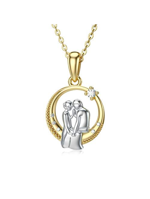 BEBEWO 10k 14k 18k Gold Couples Necklace for Women, Solid Gold Lovers Couple Necklace, Lover's Necklace Jewelry for Women Valentine's Day/Birthday/Anniversary/Wedding