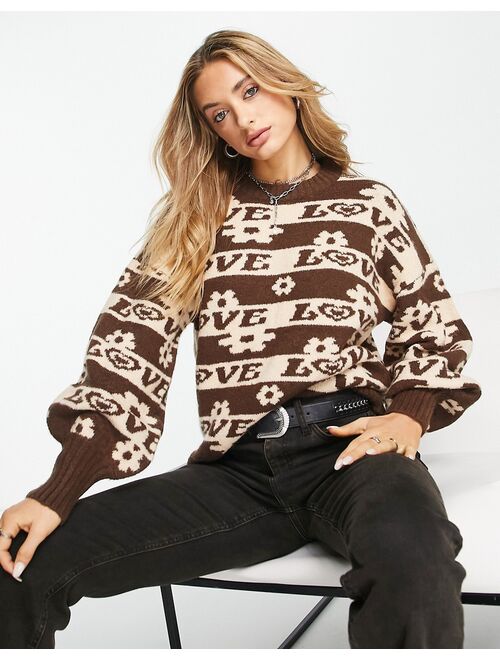 Violet Romance knit sweater with love print