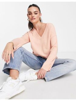 M Lounge slouchy v neck sweater in rose blush