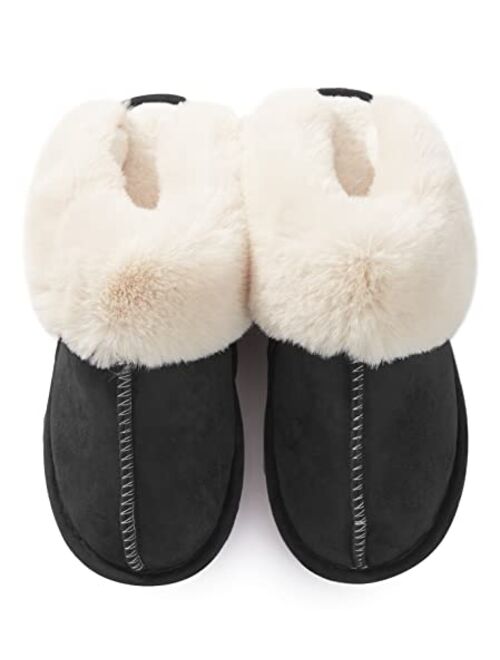 Donpapa Womens Slipper Memory Foam Fluffy Soft Warm Slip On House Slippers,Anti-Skid Cozy Plush for Indoor Outdoor