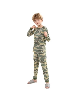 V.&GRIN Boys Cotton Pajamas, Snug Fit Toddler PJs with Long Sleeve Top and Pants - Size 2-12 Years Kids Clothes