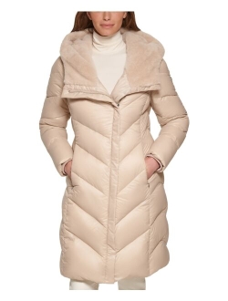 Women's Faux-Fur-Lined Hooded Down Puffer Coat