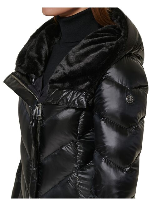 CALVIN KLEIN Women's Faux-Fur-Lined Hooded Down Puffer Coat
