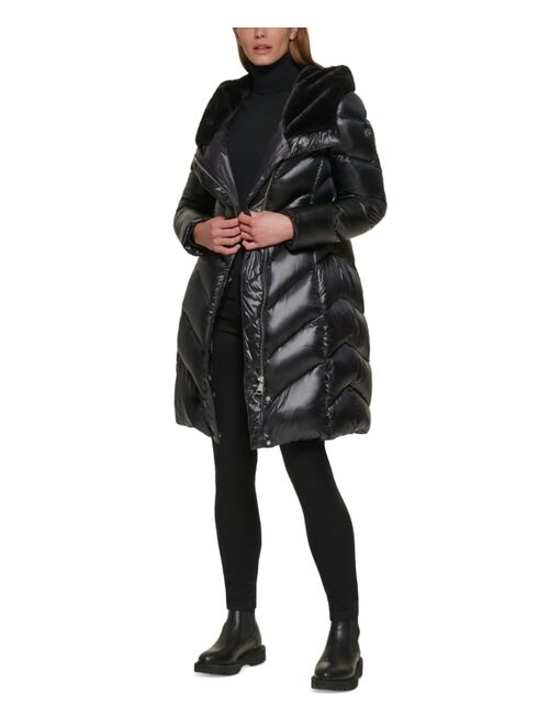 CALVIN KLEIN Women's Faux-Fur-Lined Hooded Down Puffer Coat