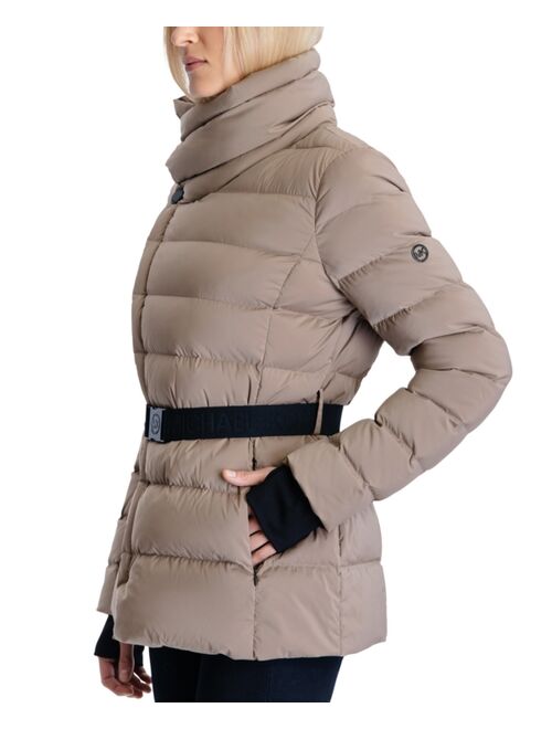 MICHAEL MICHAEL KORS Women's Stretch Asymmetrical Belted Down Puffer Coat