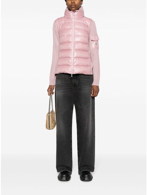 Moncler quilted ribbed-knit wool cardigan