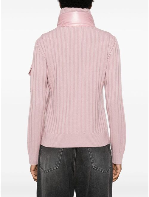 Moncler quilted ribbed-knit wool cardigan
