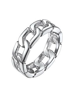 Richsteel Stainless Steel Sturdy Link Chain Band Ring for Men Women Size 7-14 Hip Hop Rings Fashion Jewelry(Gift Wrapped)