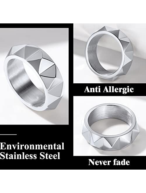 Richsteel Stainless Steel Spike Ring for Men Women Punk Rock Jewelry(with Gift Box)