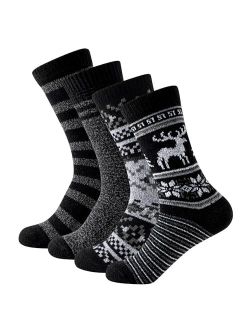 Sock Amazing Fashion Fuzzy Socks for Women Thermal Socks Winter 4 Pairs Thick Cozy Super Soft Socks Crew