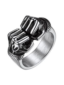 Richsteel Stainless Steel Boxing Fist Ring for Men Women Punk Rock Sport Lovers Jewelry(with Gift Box)