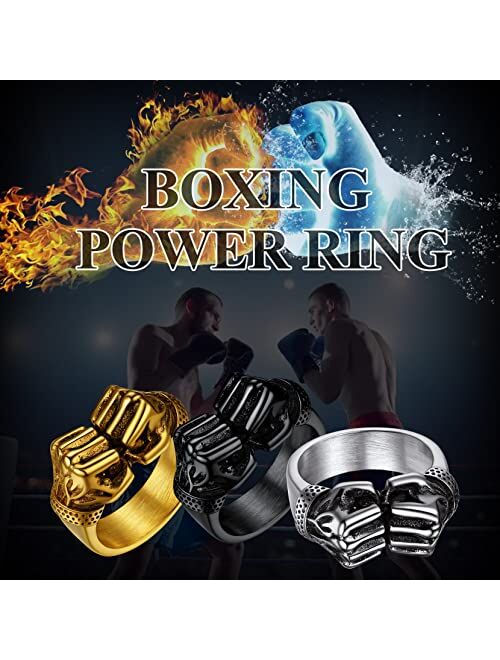 Richsteel Stainless Steel Boxing Fist Ring for Men Women Punk Rock Sport Lovers Jewelry(with Gift Box)