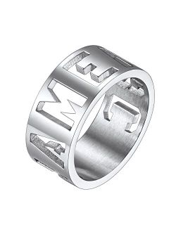 Richsteel Personalized Name Ring 9mm/15mm Custom Name Plate Ring Engrave Any Names/Fidget Spinner Ring for Women Men Stainless Steel Jewelry(with Gift Box)