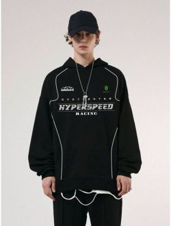 Men'S Letter Printed Oversized Long Sleeve Hoodie