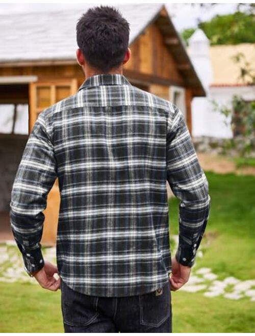 COOFANDY Men's Flannel Plaid Shirts Long Sleeve Button Down Shirts Casual Dress Shirt