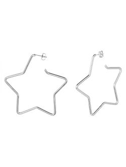 Richsteel Fashion Star Hoop Earrings for Women Stainless Steel/18K Gold/Black Plated Big Earring Hoops Fit Sensitive Ears(with Gift Box)