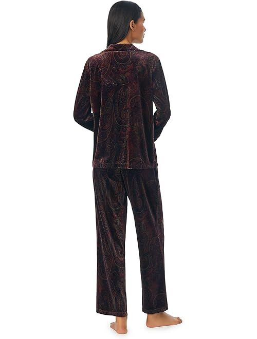 Polo Ralph Lauren LAUREN Ralph Lauren Long Sleeve Velvet Notch Collar Long PJ Set