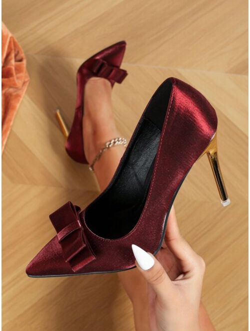 CNYL Women's High Heel Pumps Pointed Toe Bow Women's Wedding Shoes
