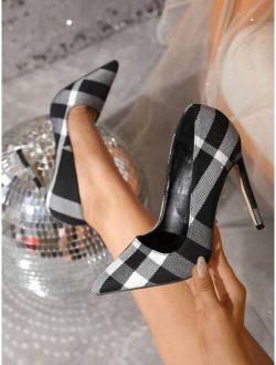 Lux-Girl Sexy Plaid Pointed Toe Thin High-heeled Pumps