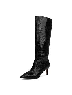 wetkiss Knee High Boots for Women, with Stiletto Heel and Pointed Toe Design, Classic and Sexy