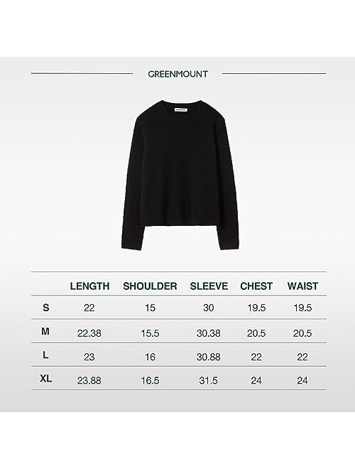 GreenMount Cashmere Sweaters for Women Essential Crewneck Ribbed Long Sleeve Pullover Sweater