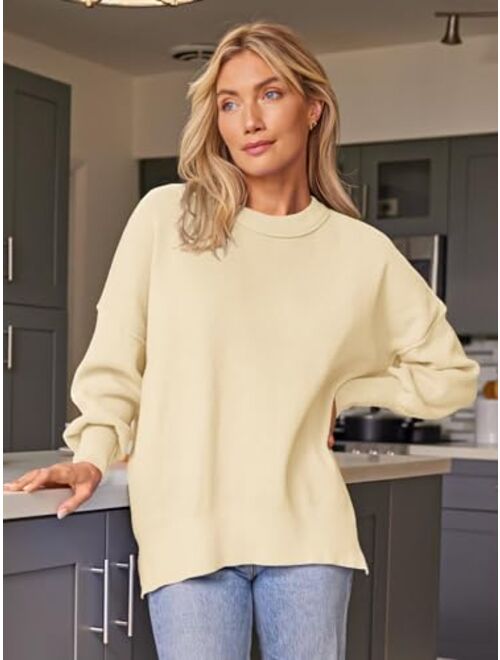 EFAN Women's Oversized Sweaters 2023 Fall Crewneck Batwing Sleeve Pullover Sweaters