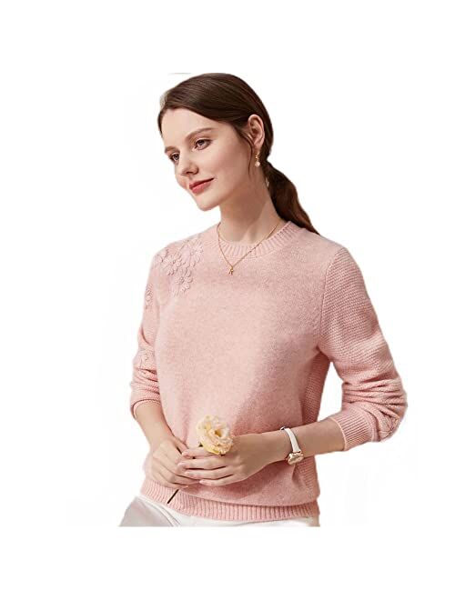 King Warm 2023 Women's Crewneck Sweater 100% Pure Cashmere Pullover Sweater