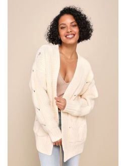 Chalet Vibes Cream Chunky Cable Knit Sweater