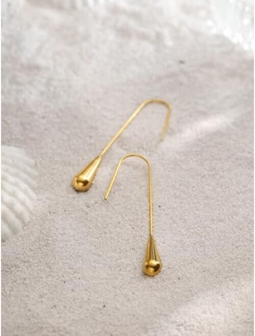 MINACHI Gold Plated Stainless Steel Vintage Classic Contemporary Fashion Statement Dangle Drop Earrings Jewelry Gift for Women