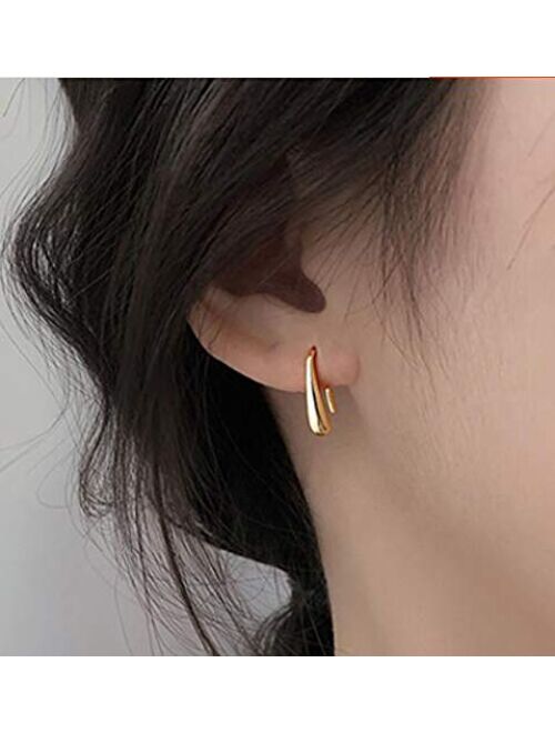 Ambestee Women Fashion Teardrop Back Earrings,Small Sterling Sliver Plated Classic Dangle Hoop Earring Thread Drop Earrings