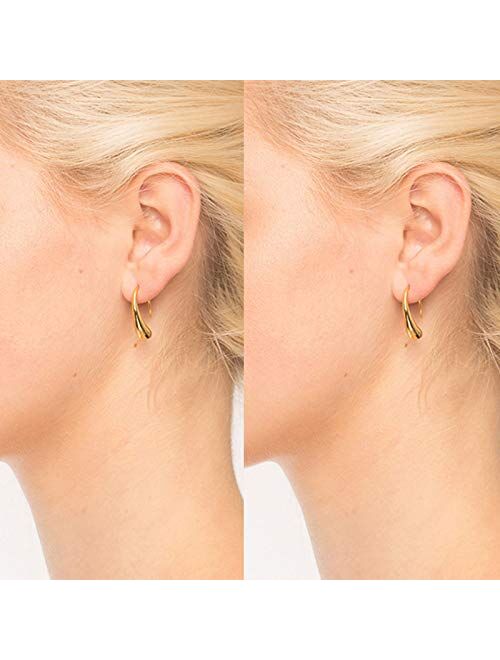 Ambestee Women Fashion Teardrop Back Earrings,Small Sterling Sliver Plated Classic Dangle Hoop Earring Thread Drop Earrings