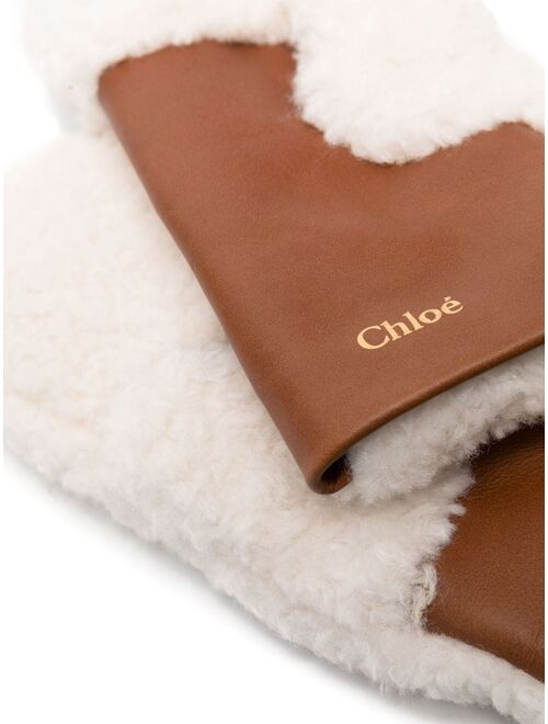 Chloé Kids Chloe Kids sheepskin logo-print gloves