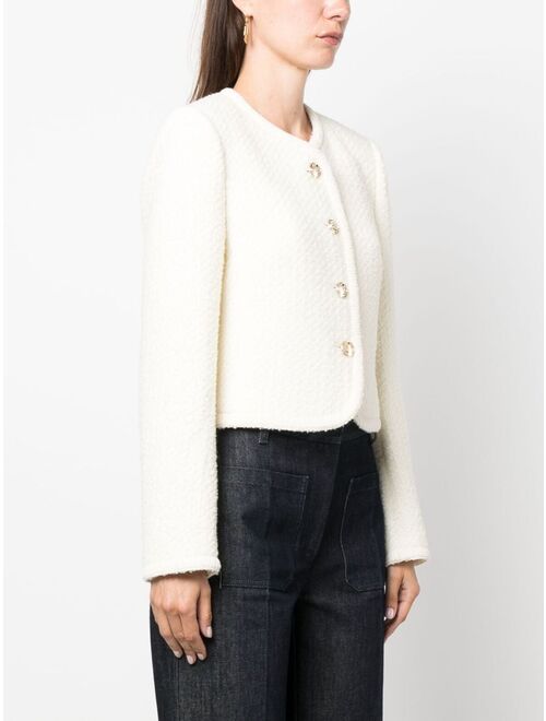 Claudie Pierlot collarless cropped tweed jacket