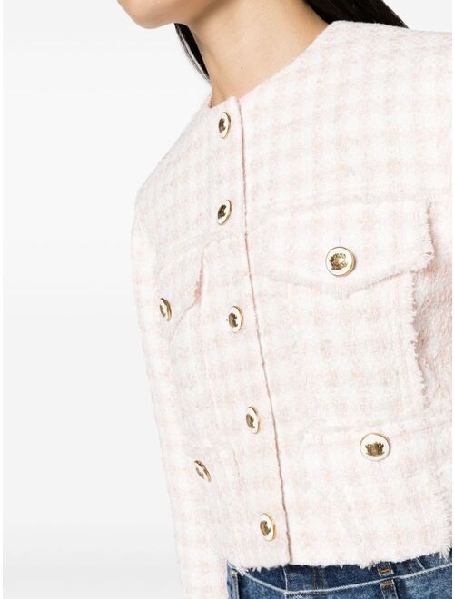 SANDRO cropped tweed button-up jacket