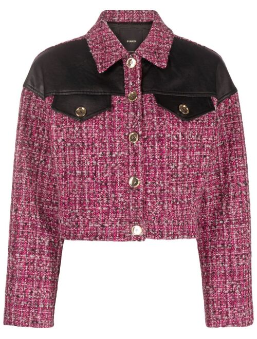 PINKO panelled crop tweed jacket