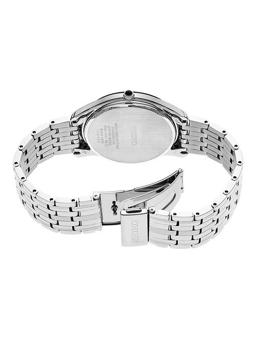 Seiko Essentials Men's Stainless Steel White Dial Bracelet Watch - SRK047